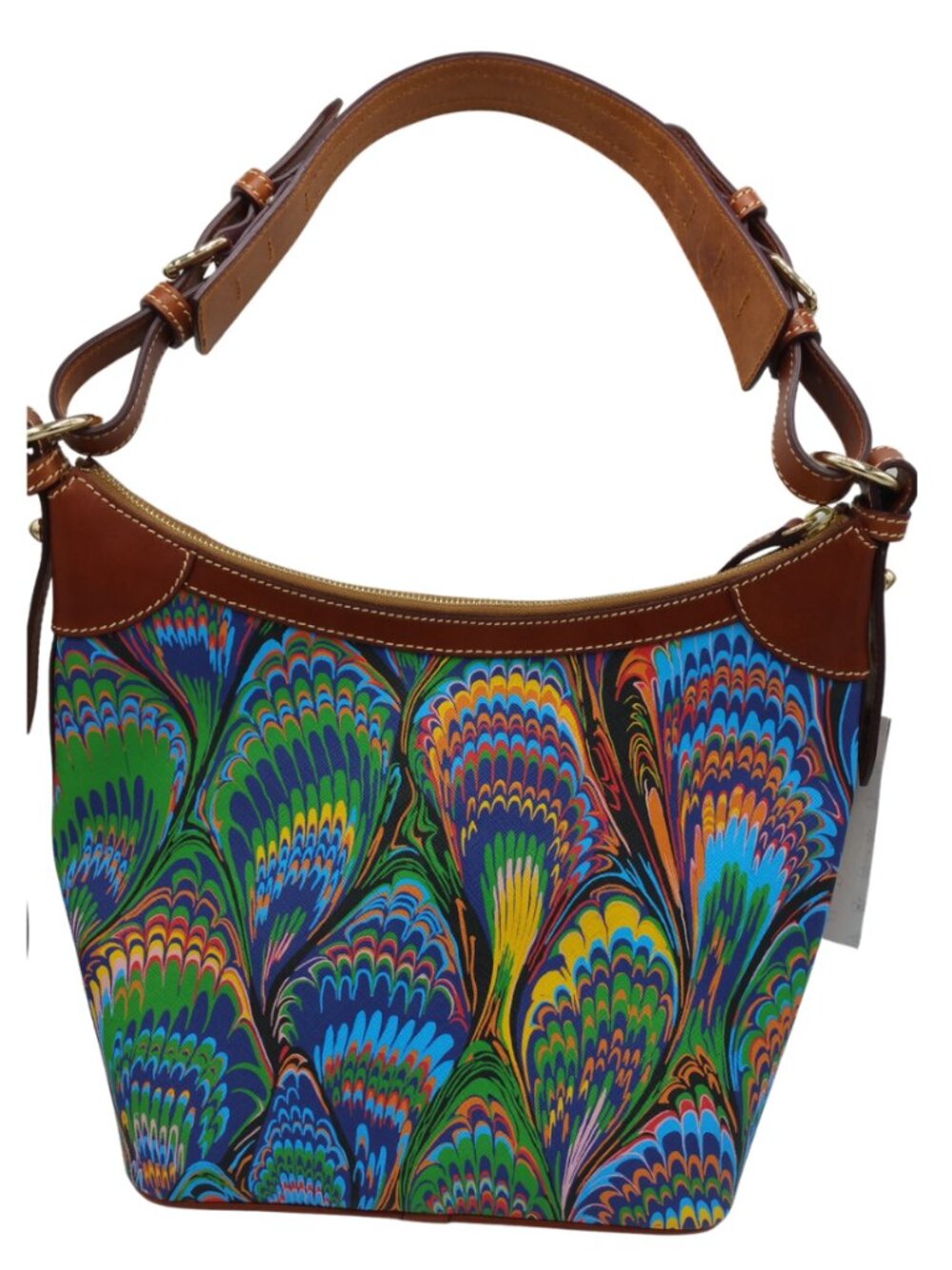 Dooney & Bourke Plumes Luna Blue Coated Cotton Large Hobo Bag - NEW - Picture 2 of 6